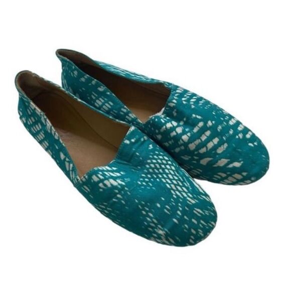 Maison Martin Margiela Canvas Floral Print Flats Women’s Blue-Green Size 7 - Picture 1 of 8